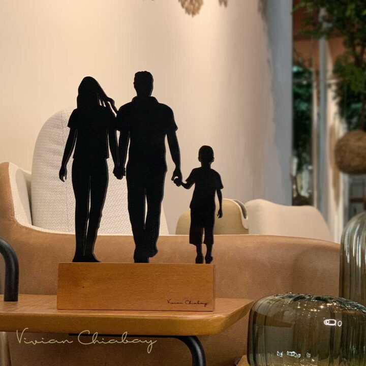 Troféu Silhueta Família Casal e Filho