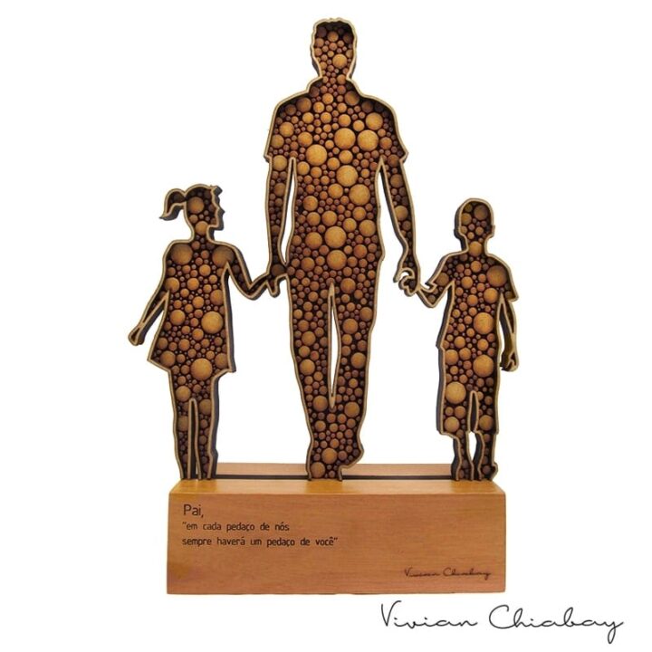 Troféu Silhueta Poá Família Pai, Filha e Filho