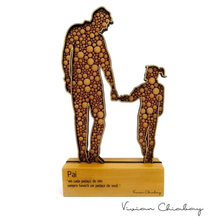 Troféu Silhueta Poá Família Pai e Filha