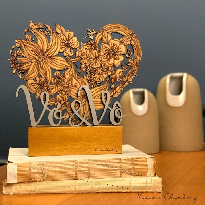 Troféu Coração Floral Vó e Vô