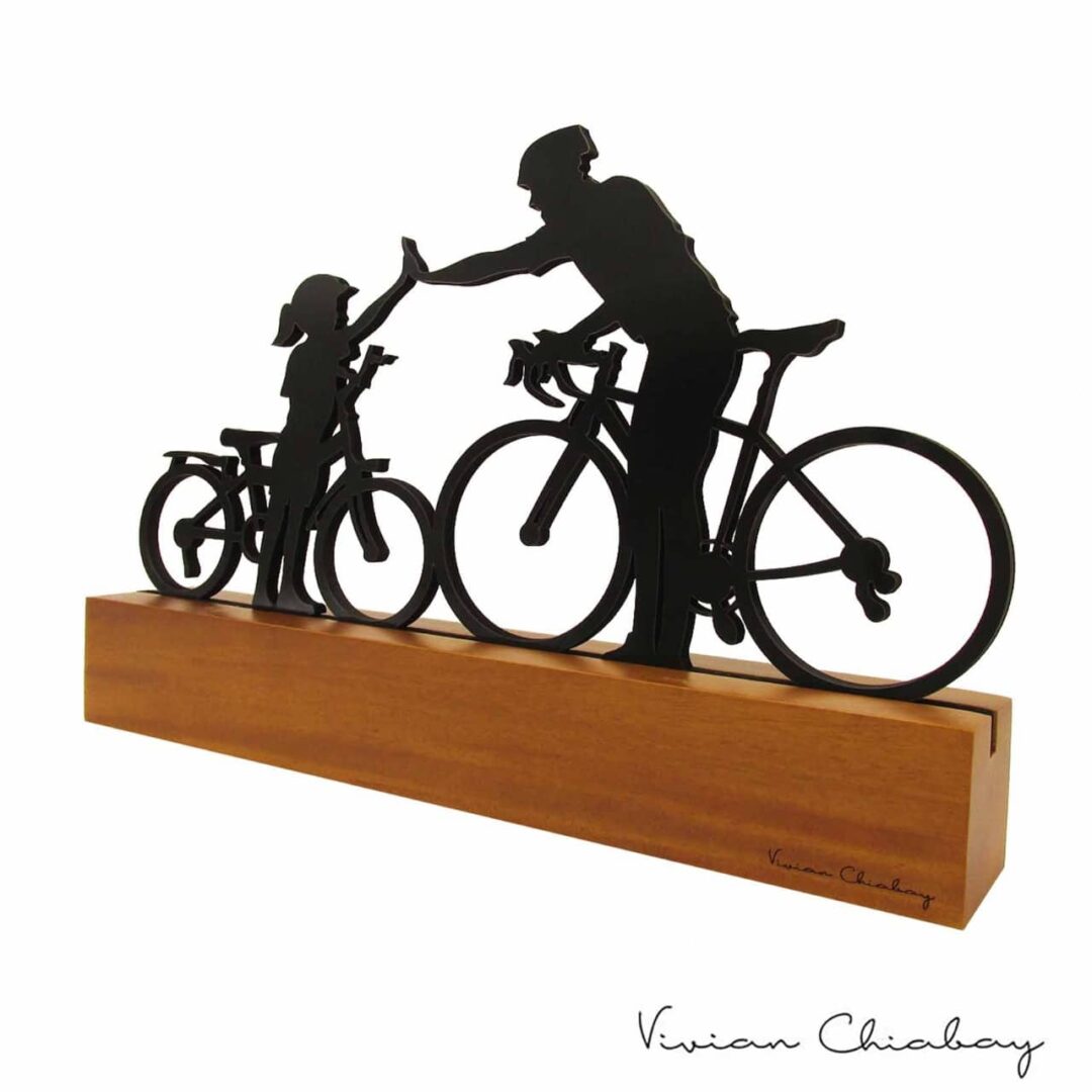 Troféu Silhueta Família Pai e Filha Ciclistas - Image 3