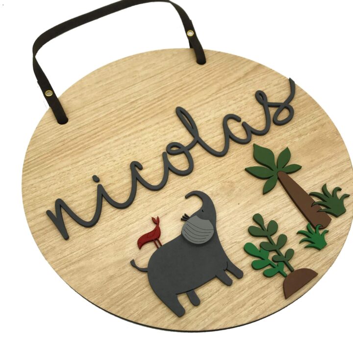 Placa Baby Elefante Floresta
