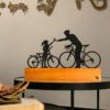 Troféu Silhueta Família Pai e Filha Ciclistas